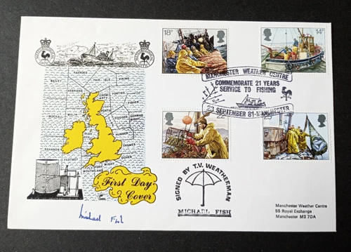 GB Signed Cover 1981 Manchester Weather Centre -Michael Fish T.V. Weatherman