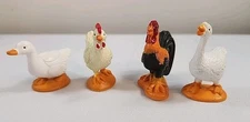 Lot 4 Safari Ltd Animals Miniature Hen Chicken Rooster Goose Duck Figures Toys