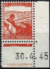 FRANCE 1945 TUBERCULEUX  YT n° 736 Neuf ★★ luxe / MNH CD 30.4.45