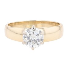 1.12ct Round Cut Diamond Solitaire Engagement Ring 14k Yellow Gold Size 7
