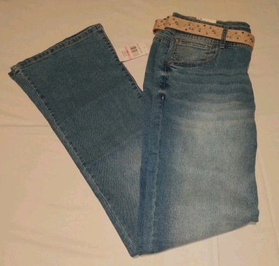 Wallflower Women Jeans Eco Luscious Curvy Fit Blue Bootcut Size 13 With Belt