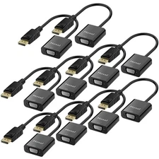 DisplayPort (DP) to VGA Adapter, 10 Pack, Gold-Plated Display Port to VGA Ada...