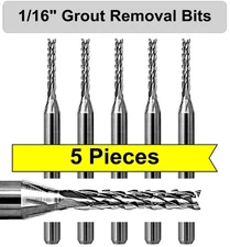 1/16" Grout Removal Bits for Dremel/Rotozip Premium Grade Carbide  (FIVE Pieces)