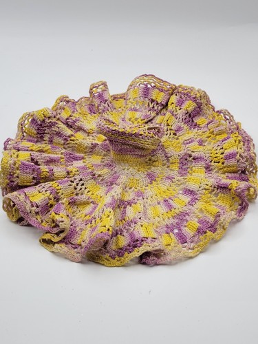 To Big Barbie Doll Clone Handmade Crochet Dress Yellow Purple Vintage - Picture 12 of 17