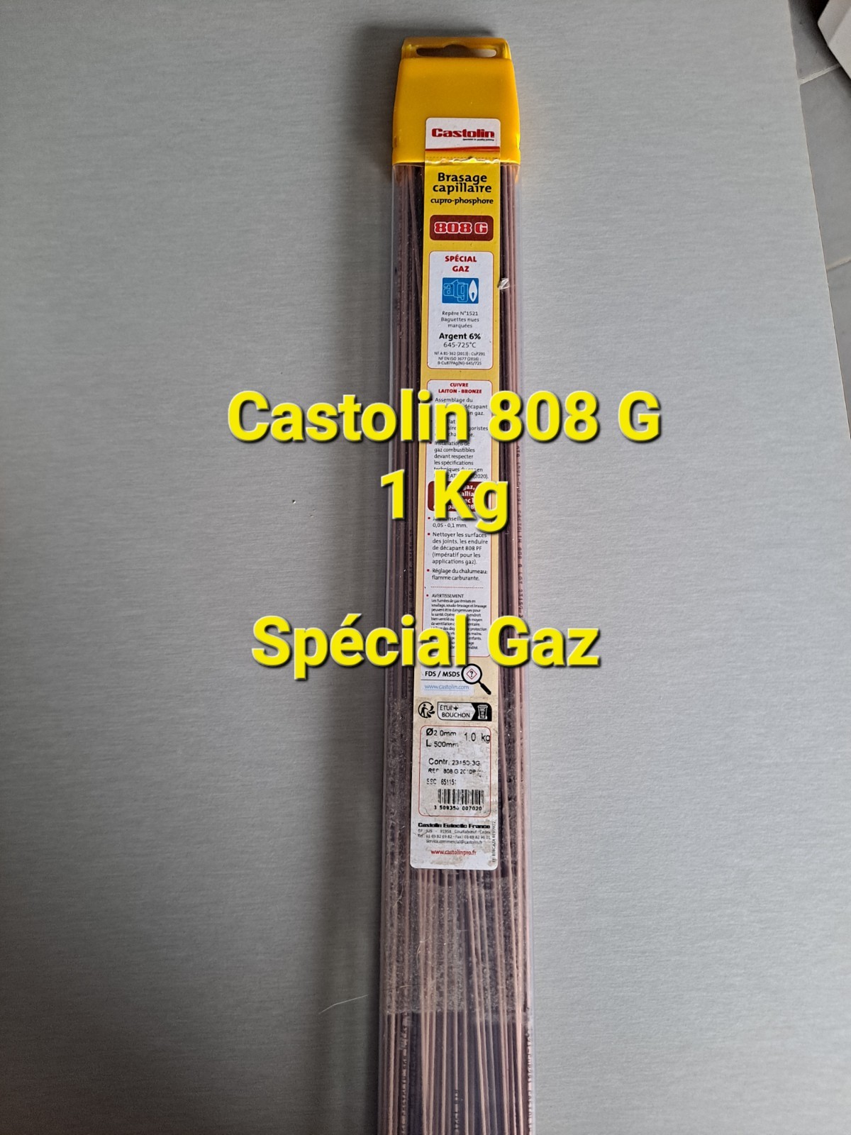 Brasure argent Castolin 808G à haute fluidité pour soudure gaz étanche Ø2 mm