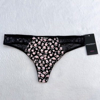 Vintage Emporio Armani Floral Lace Gardenia Thong NWT Deadstock Lingerie Y2K