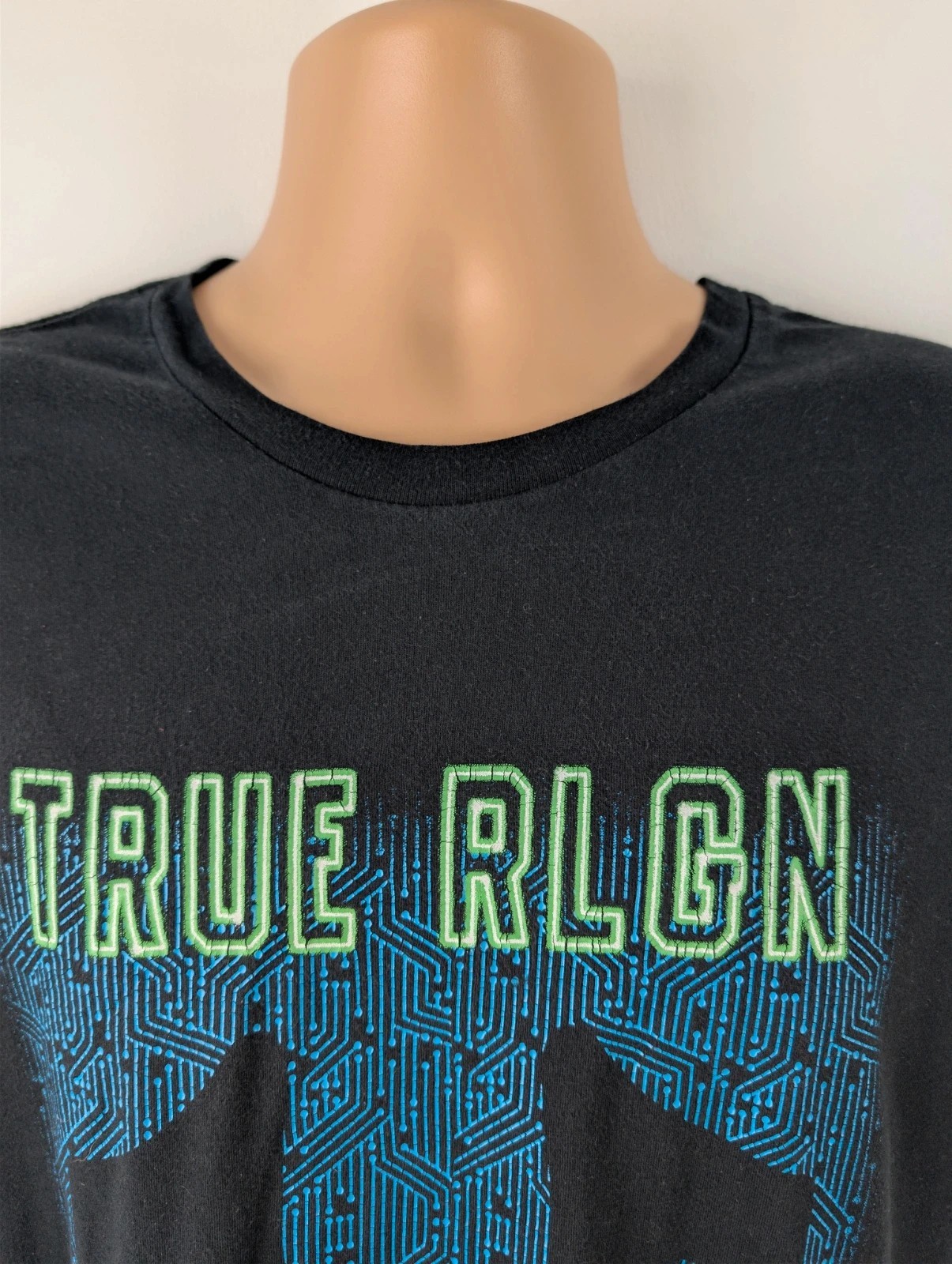 True Religion neon short sleeve crew neck t-shirt. Mens Medium. DN2726 image 5
