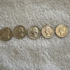 Washington Quarters - Lot of Five (5) 90% Silver Coins  1964D