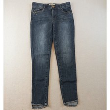 Democracy Ab Technology Jeans Womens sz 6 Raw Hem Blue Denim Dark Wash Mid Rise