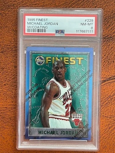 1995 Topps Finest Michael Jordan (with Coating), card # 229 - PSA 8