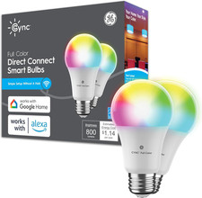 GE Smart Full Color A19 LED Light Bulb, 60W Replacement, Bluetooth/Wi-Fi Enable
