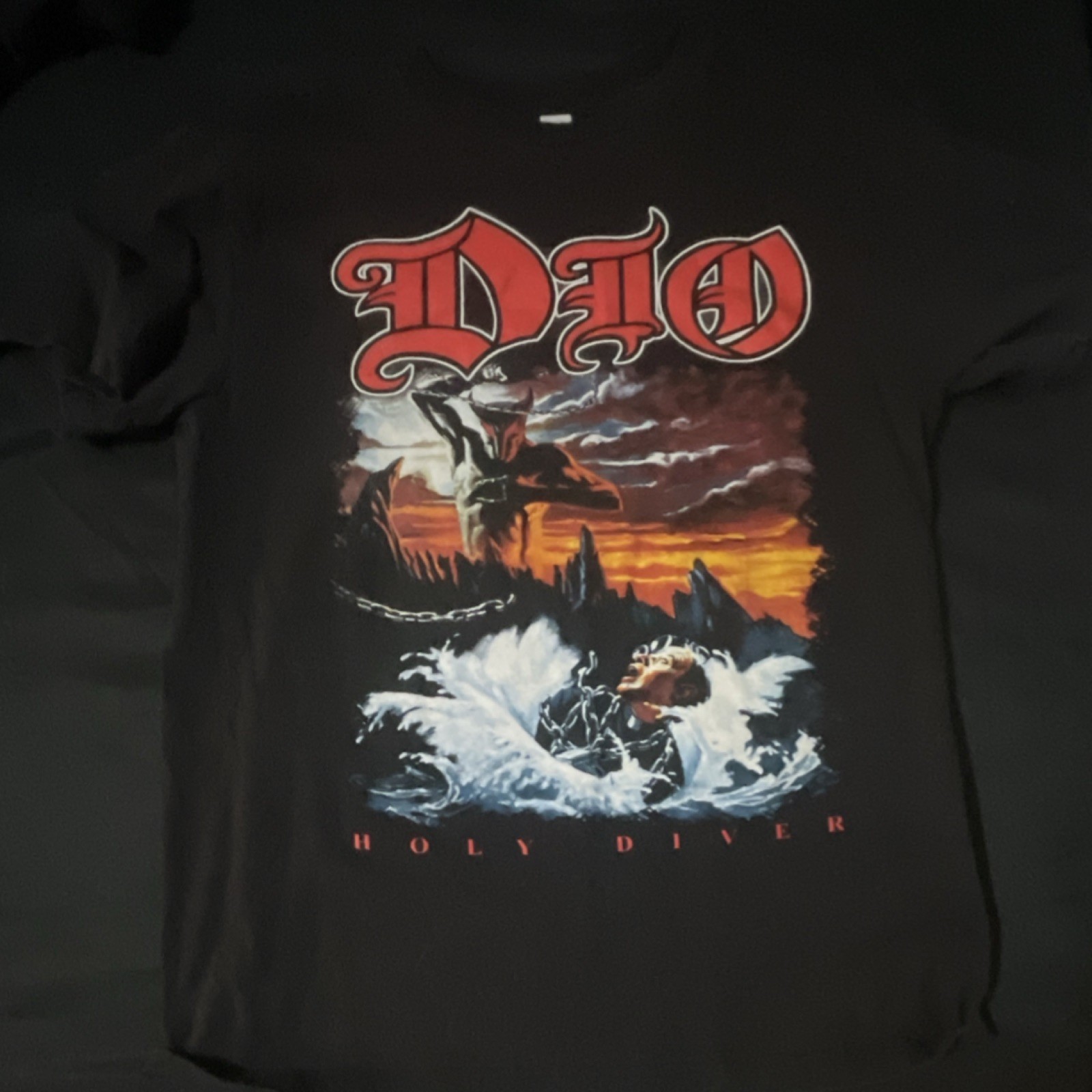 Tees Dio Holy Diver Men's Black Cotton Crew Neck Graphic T-s