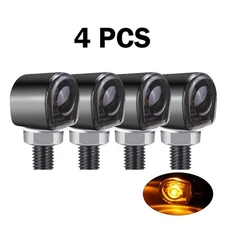 4x Mini Motorcycle LED Turn Signals Blinker Light Indicator Amber Lamp Smoke 12V