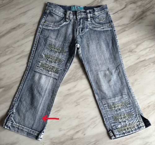 Vintage Rare nc Natural Cuba Casual Trendy Cropped Denim Jeans Distressed - Picture 14 of 20