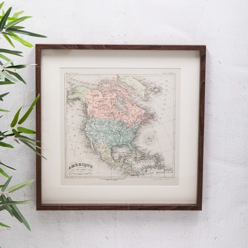 Juego de 3 mapas de pared antiguos del mundo enmarcados vintage impresos de Asia, Europa y América - Imagen 2 de 5