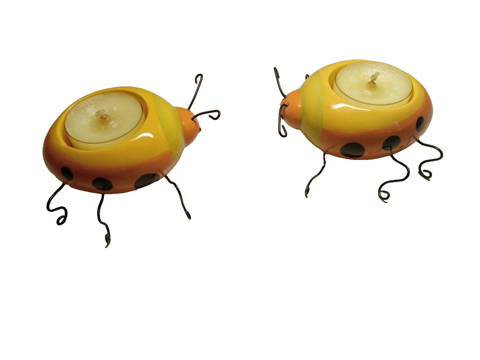 YANKEE CANDLE Debbie Mumm Ladybug Wire Legs Tea Light Candle Holder Set of 2 - Imagem 2 de 3