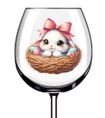 12x Hase Kaninchen Tier im Nest Weinglas Flasche Becher Vinyl Aufkleber Abziehbild