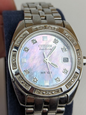 Citizen Eco Drive-E011 Solar Movement Women Watch Silver Date + 