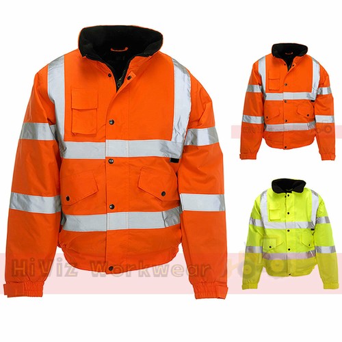 Hi Visibilidad Chaqueta Hombre Reflectante Impermeable Acolchado Trabajo  Nuevo | eBay