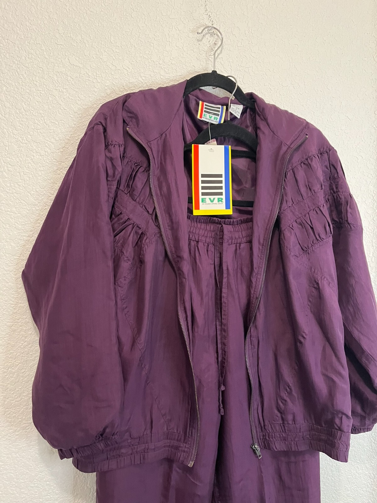 Vintage EVR Purple 100% Silk Windbreaker Jacket P… - image 2