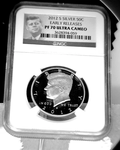 2012 S SILVER 50C E R NGC PF 70 ULTRA CAMEO KENNEDY HALF DOLLAR KENNEDY LABEL 