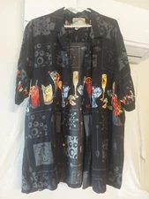 Paradise Found Hawaiin Shirt 2XL RN-86176 Happy Hour 1 Button Missing