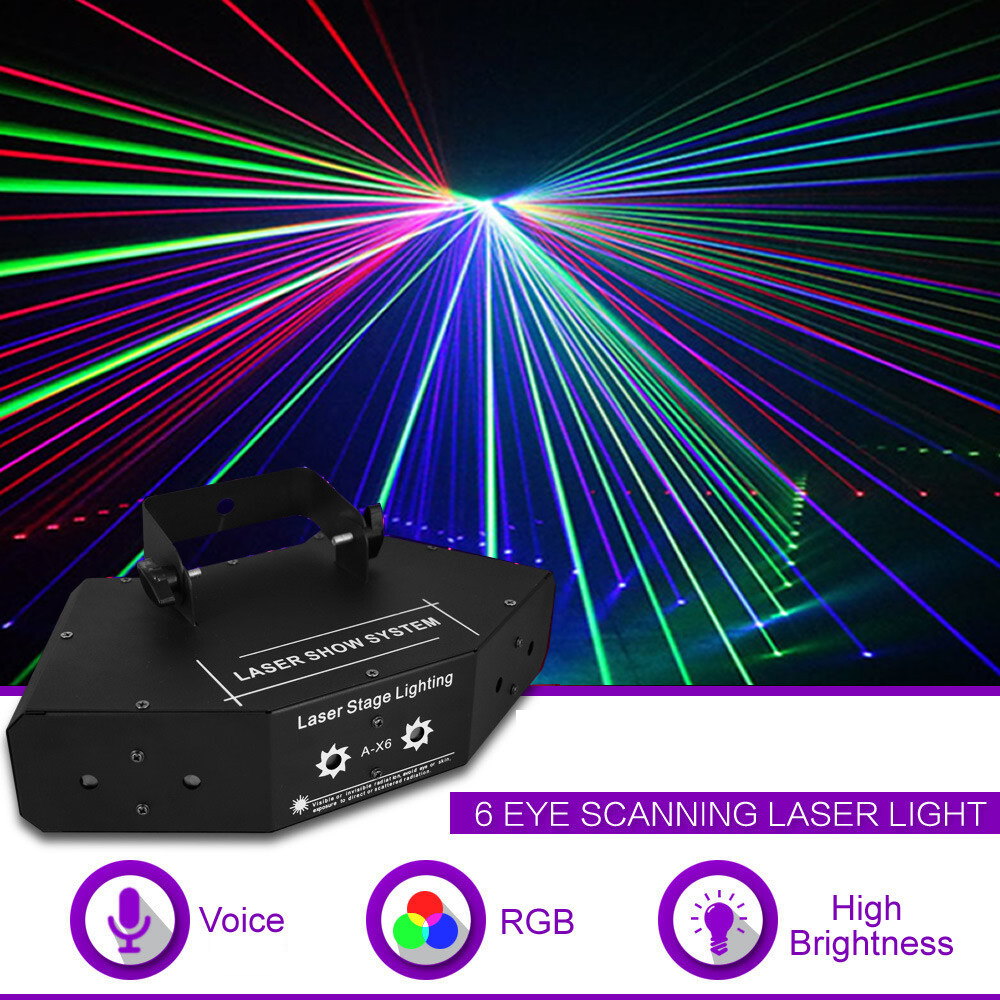 6 Lens RGB Beam Line Projector Laser Light DMX Home Party DJ Stage