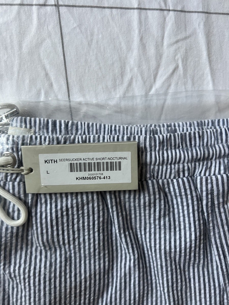 Kith Seersucker Active Short in “Nocturnal” Size Large Blue White