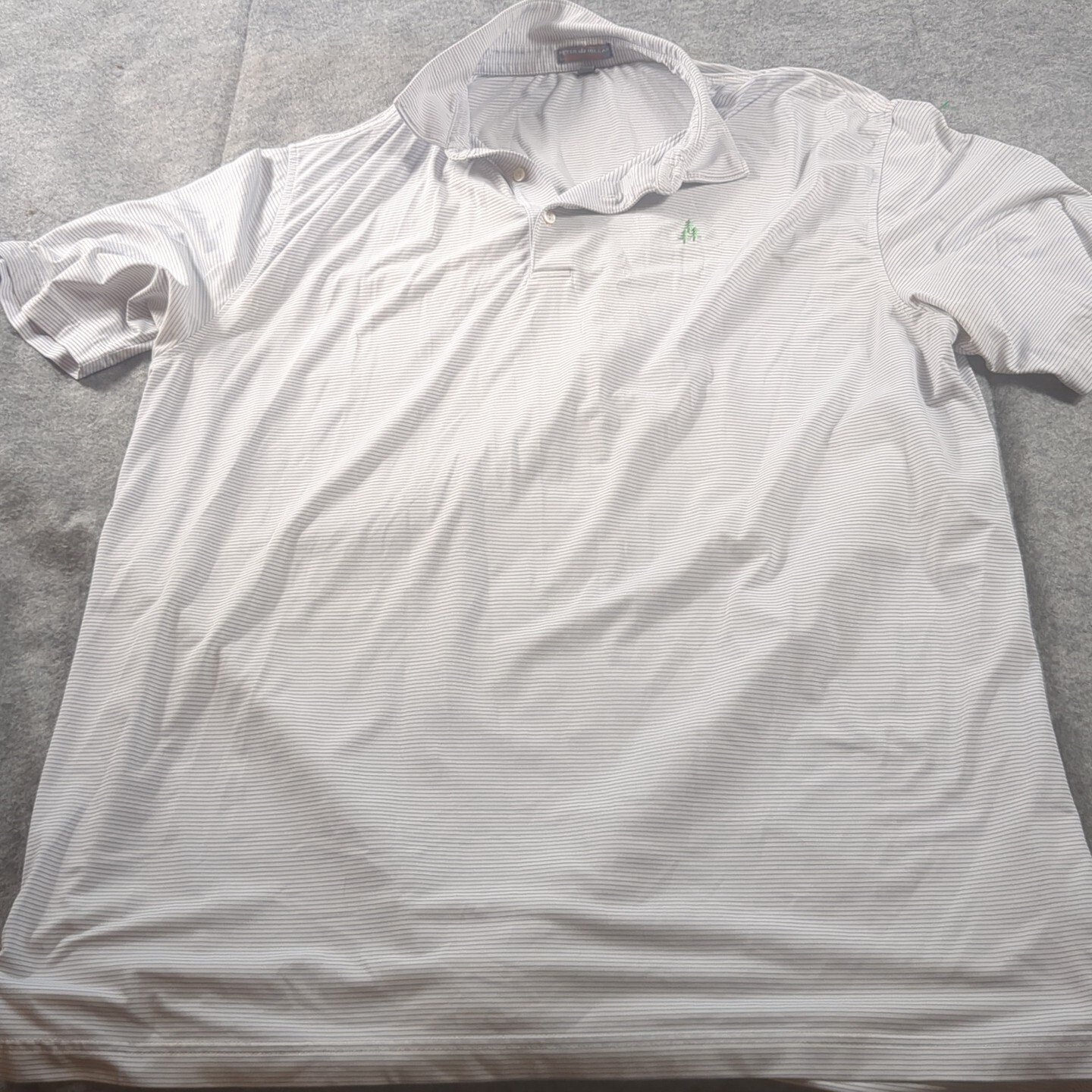 Peter Millar Shirt Men's 2XL White Blue Striped Polo Summer Comfort Stretch Golf