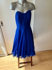 Vintage Gina Bacconi blue chiffon flirty flared evening cocktail party dress 14