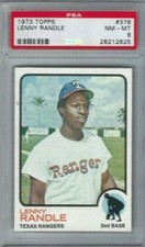 1973 Topps baseball card #378 Lenny Randle, Texas Rangers graded PSA 8