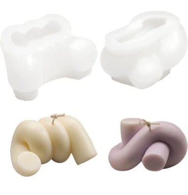 2 Pcs Creative Knot Candle Molds, Twist Knot Silicone Mold, Ball Candle Resin Ep