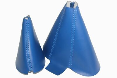 Real Leather Blue Manual & E-Brake Boot SET Fits 90-96 Nissan 300ZX (Z32)