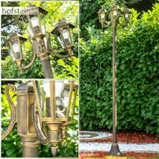 Kandelaber Wege Lampen schwarz Gold Garten Aussen Steh Leuchten Klarglas Laterne