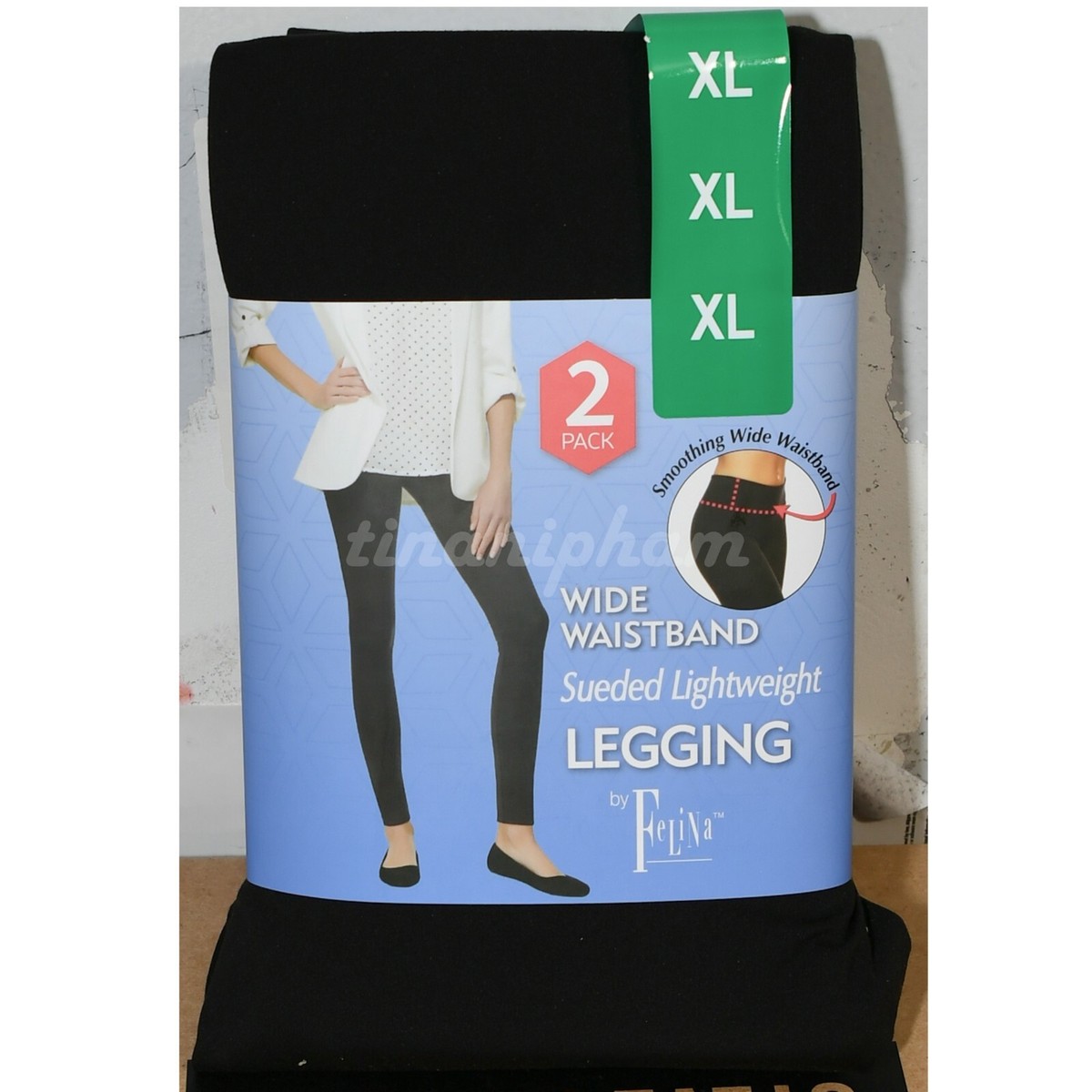 BLACK Felina Legging Womens Pack Wide Waistband Sueded