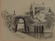 1903 DATED & SIGNED ORIGINAL DRAWING by R MESSENGER CANAL SIDE CHESTER