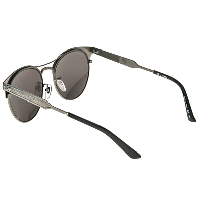 GUCCI 0075 GG0075S Ruthenium Silver Metal Filigree Mirrored