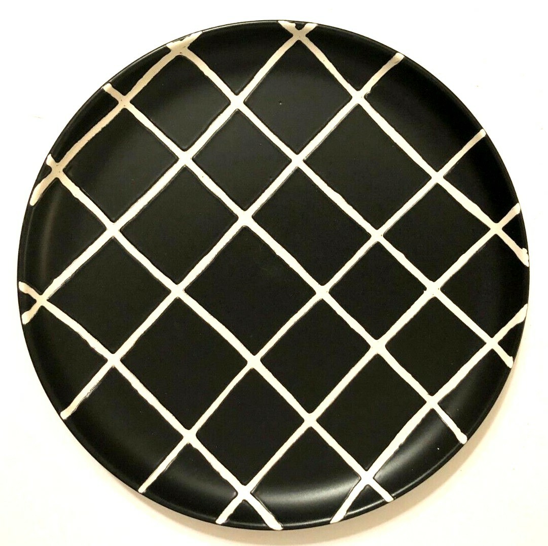 P.IER 1 Retired Ceramic Black White Plaid 7 3/4