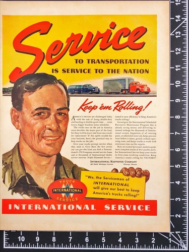 1942 International Harvester Co. Service to Transportation Vintage Print Ad - Picture 3 of 7