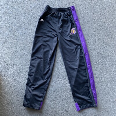RARE VTG Adidas Los Angeles Lakers Snap Button Track Pants RARE VTG Adidas Los Angeles Lakers Snap Button Track Pants