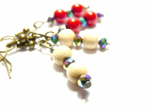 Mode-Ohrschmuck aus Bronze Glasstein