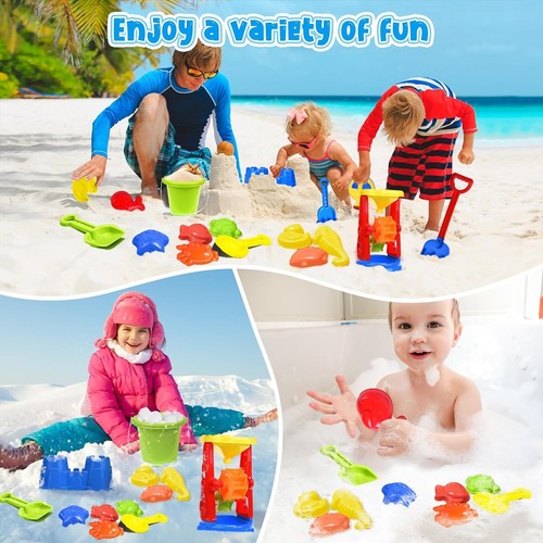 Beach Toys, 19 Piece Sand Toys Set Kids Sandbox Toys Includes Water Wheel Beach - Picture 6 of 9