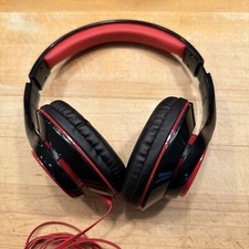 iHome In-Line Remote Padded Ear  Headband Flat Cable Headphones iB42 Black/Red