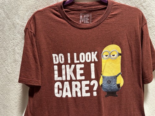 MINIONS Graphics "DO I LOOK LIKE I CARE?" Men's Sht Slve T Sz L 50%Cot/50%Poly - Picture 6 of 18