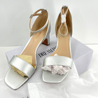 Dream Pairs Women's 9 Silver Square Open Toe Chunky Heels Dress Shoes NIB
