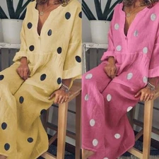 Linen Boho Plus Kaftan US Long Maxi Size Tunic Cotton Dress Women Dress Casual