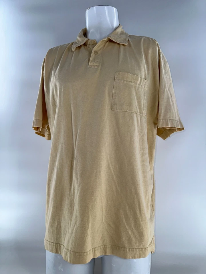 Camisa polo masculina Route 66 autêntica jersey lavado L amarela 100% algodão YGI J4-141 - Imagem 3 de 4