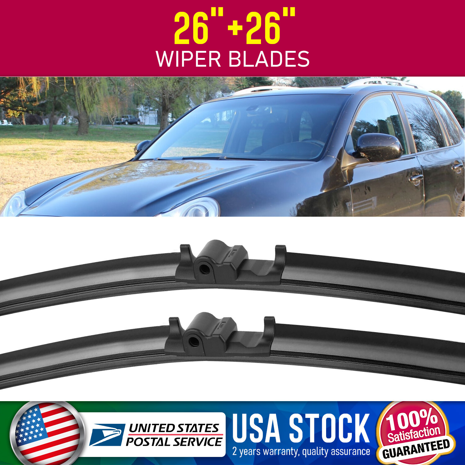 Super Clean 26-inch Windshield Wiper Blades Set of 2 - Replacement for 27L6 955 425 A