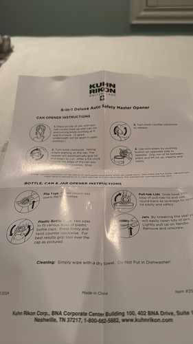 Kuhn Rikon 6-in-1 Auto Safety Master Opener For Cans, Bottles, Jars, Opener - Picture 5 of 5