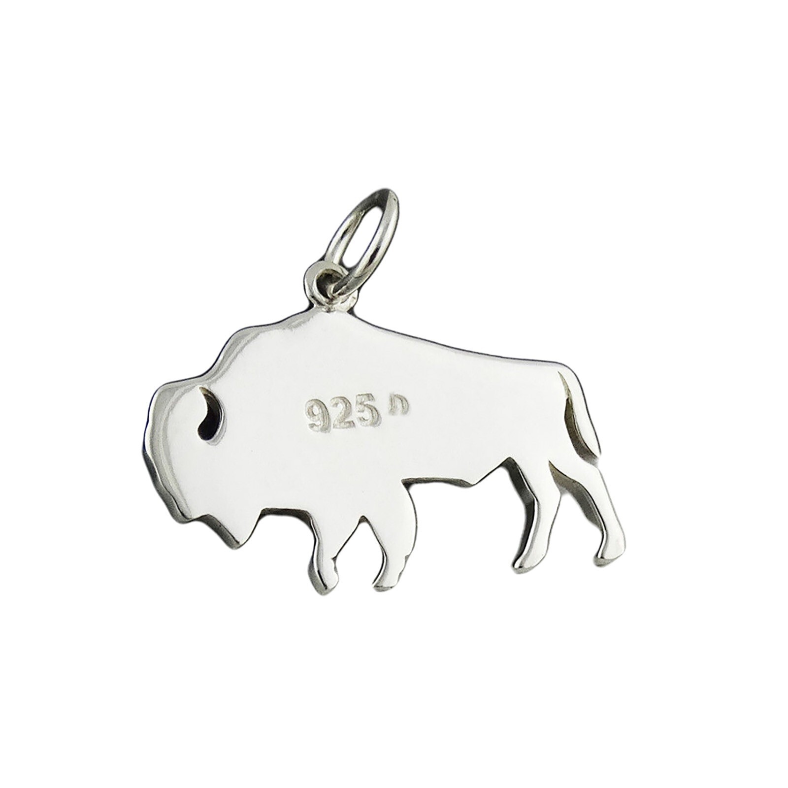 Buffalo Silhouette Bison Wild Animal 925 Sterling Silver Charm Pendant